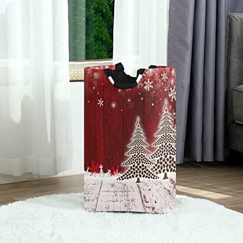 חדש שנה חג המולד עץ פתיתי שלג כביסת, גדול סלי כביסה מתקפל בגדי תיק עם ידיות אחסון תיק למשפחה