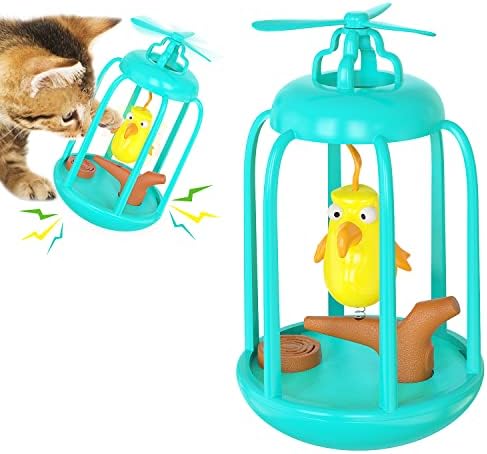 בית ציפורים של Gesuche בצורת כלוב צעצוע חיית מחמד בצורת כלוב, צעצוע חתול אביב עם צליל מנתק, מתגרה