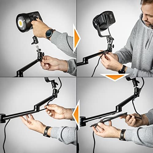 Walimex Pro מיקרופון גמיש שולחן זרוע חצובה עמדת מצלמה לחיבור, שהובילה עד 2 קג כולל ראש כדור 360 מעלות לסטרימינג,