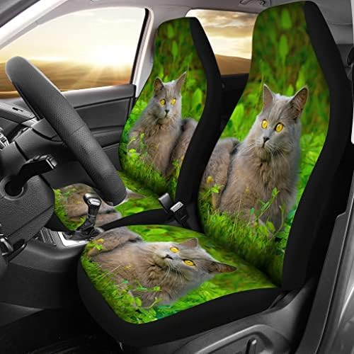כרית שרטרו חתול טבע הדפסת רכב מושב מכסה כושר אוניברסלי רכב מושב מכסה-שרטרו חתול טבע הדפסת רכב מושב מכסה