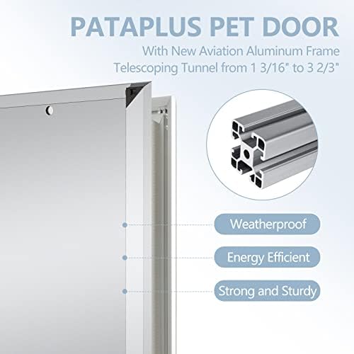 Pataplus דלת חיות מחמד גדולה אלומיניום דלת כלב דלת חתול, דלת כלב גדולה עם לוח נעילה שקופית ודיירים
