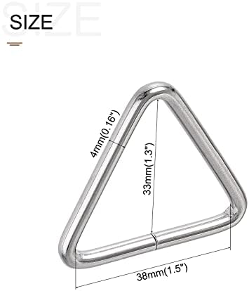 אבזמי טבעת משולש מתכת של מטאלסיטי 6 יחידות, אבזרי שקיות רשת - לתיק עור רצועת תיק עור ייצור תיקון, גוון