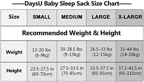 Daysu שמיכה לבישה לתינוק כותנה, שר שינה רך שינה ללא שרוולים עם רוכסן, מתאים לבנים ובנות תינוקות