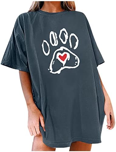 כפת אהבת חולצה כלב מאהב חולצות לנשים כפת הדפסת לב טי חולצה חמוד כלב אמא רופף מזדמן קצר שרוול טי חולצות