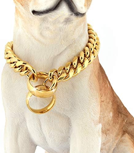שרשרת זהב טובלנדי צווארון כלבים קובניים שרשרת קישור קישורים נירוסטה קישורי מתכת 14 ממ צווארון שרשרת כבד