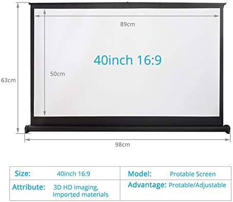 PBKKINKM 40 אינץ '16: 9 מסך מקרן טבלה מיני מאט לבן מסך הקרנת שולחן נייד למקרני LED/LCD/DLP
