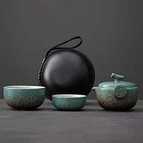 ערכת תה קרמיקה גונגפו טיולים - סט קומקום סיני מדהים עם 2 כוסות תה, תיק נשיאה נייד ...