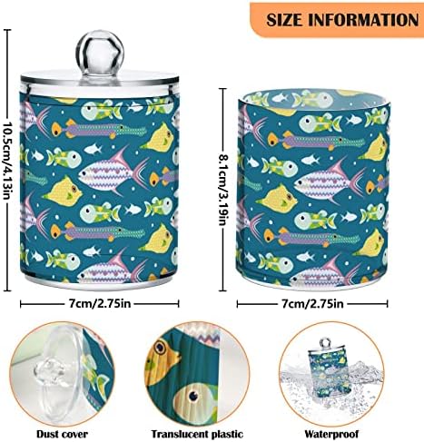 Innewgogo Fish 2 Pack Cotton Swab Haller Haller מארגן מארגן מיכל משטחי פלסטיק עם מכסים כדור כותנה כדור QTIP מחזיק