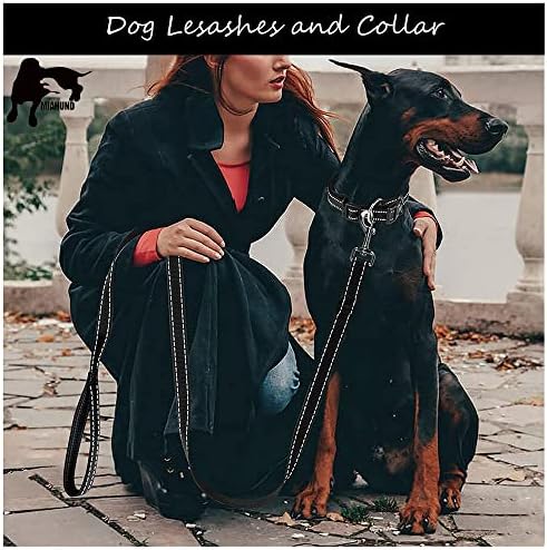 רצועת כלבים של Miahund and Collar No Supp Tope מעקב יציב רצועה רפלקטיבית ניילון שחור וכחול צבע
