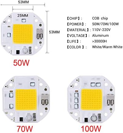 אורות מתח רחבים של אפסי 1 חפץ LED COB CHIP זרקור 100W 70W 50W COB COB CHIP LED לפטפון 220V 110V LED