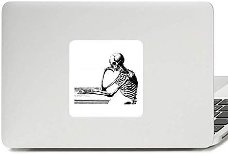 סקיצת שלד אנושי ישיבה תנוחת ישיבה מדבקות ויניל מחשב נייד מדבקת מחשב מחשב מחשב