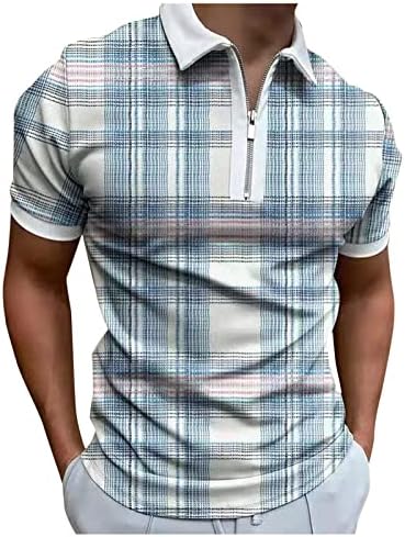 חולצת פולו של שרוול קצר של גברים מודפסים רוכסן מעלה דק -התאמה חולצות גולף חולצות אופנה בסיסית מעוצבת חולצות קלאסיות