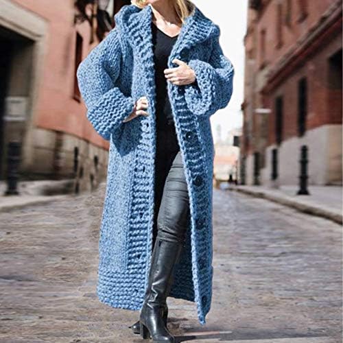 סוודרים של קרדיגן לנשים מעיל ארוך ארוך מוצק גדול