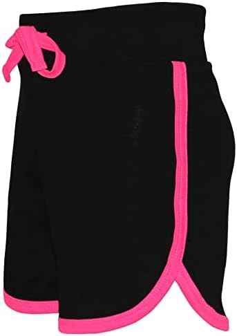 ילדים בנות מכנסיים חדר כושר כותנה ספורט שחור שחור וורוד ניאון קיץ מכנס חם