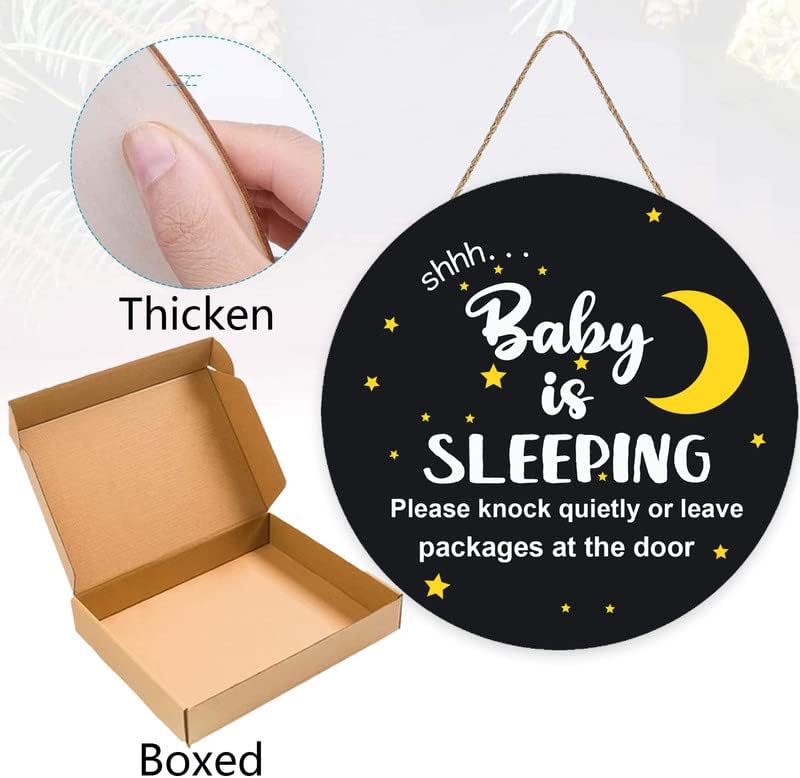 עגול תינוק שינה סימן לדלת כניסה מצחיק תינוק שינה תליית סימן שלט עגול עץ קולב לא לדפוק או טבעת