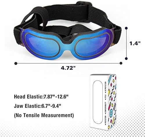 Moveski 18G-02 PET UV משקפי שמש אטומים לרוח מגנים משקפי שמש נגד ערפל לכלבים לחתולים בינוניים קטנים כלבים-כחול