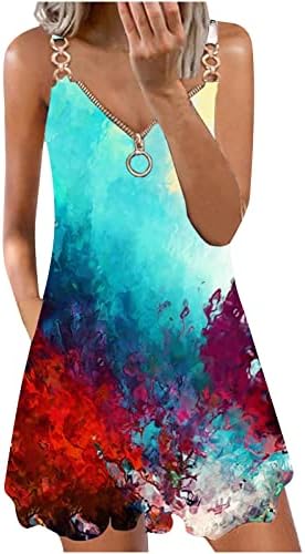 שמלה מזדמן לנשים 2023 קיץ טרנדי צבע בלוק רוכסן צווארון שרוולים כיס לפרוע חוף מיני שמלה