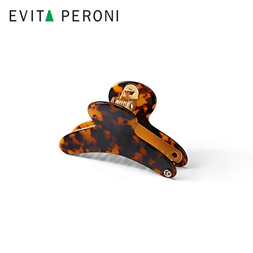 Evita Peroni גדול צב שחור שרף שיער שיער טופר קטעי לסת עם שיניים חזקות מתכת מוזהבות לנשים