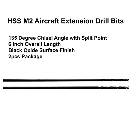 Maxtool No. 16x6 2 PCS תרגילי הארכה של מטוסים DIA 0.177 HSS M2 ארוך יותר ארוך טוויסט חתיכות מקדח מד חוט ממוספר