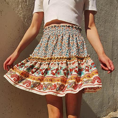 נשים של התלקח קצר חצאית חמוד פרחוני לפרוע מיני סקטים חצאית נוער בנות קיץ החוף מזדמן בציר סקורט שמלה