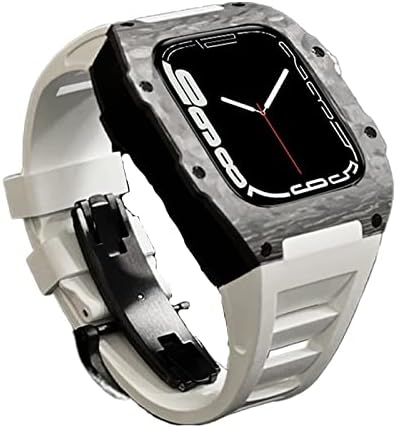 ערכת רצועת סגסוגת סיבי פחמן יוקרתית של Vevel Set for Apple Watch Series 8, 45 ממ פס גומייה DIY DIY Wezel Chovification