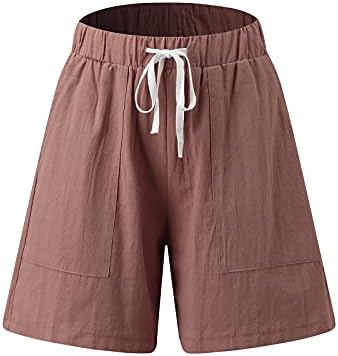 מכנסיים קצרים של מיאשוי מכנסיים קצרים לבושים שרוך מגרש אופנה מזדמן מוצק כיסי מכנסי נשים פיג'מה לנשים קצרות