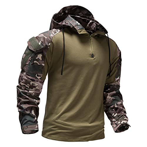 טקטי חולצות לגברים לחימה צבאי ארוך שרוול סווטשירט קל משקל 1/4 רוכסן חיצוני צבא סוודר חולצות