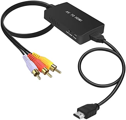 ממיר Tengchi RCA לממיר HDMI, AV זכר למתאם HDMI תומך 1080p תואם ל- PS ONE, PS2, PS3, STB, Xbox, VHS, VCR,