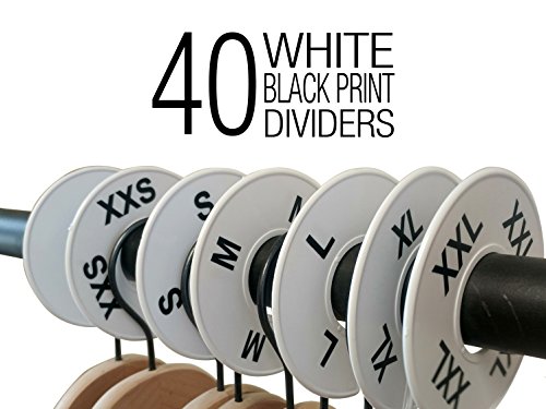 Nahanco CWBKIT4 מחלק בגודל לבוש עגול לבן עם הדפס שחור לחנות בית או בגדים, XXS-XXL, ערכה של 40