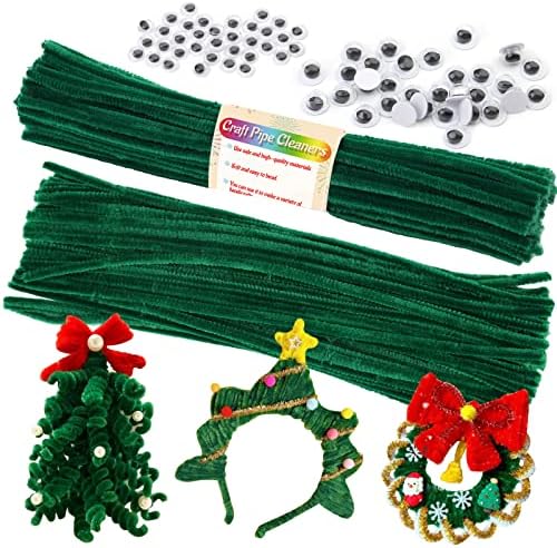 100 יח 'חומרי צינור לחג המולד חומרי ניקוי צינורות גזע ירוקים הגדר חומרי ניקוי צינורות מלאכה