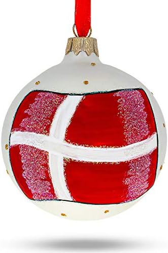 דגל הכדור הזכוכית של דנמרק קישוט לחג המולד 3.25 אינץ '