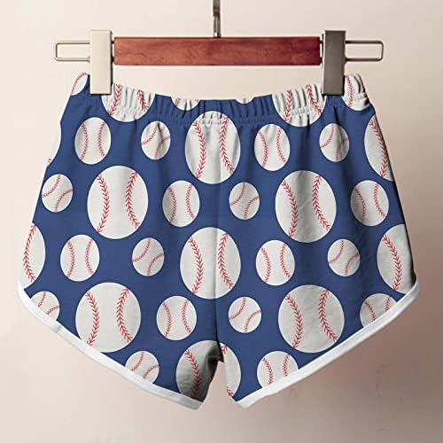 מכנסיים קצרים של חוף הקיץ של HGCCGDU לנשים דפוס בייסבול חמוד גזעים חוף מזדמנים מפעילים מכנסיים קצרים של