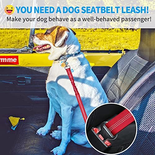 רצועת חגורת בטיחות של Baapet כלב למכוניות, רתמת חגורת בטיחות בטיחותית של 2 חבילות מחמד עם באנג'י סופג