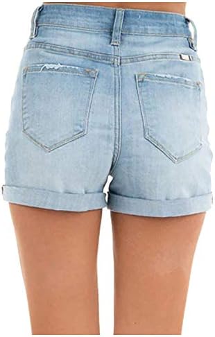 ג'ינס קיץ לנשים בצבע אחיד ישר סקיני סקיני ג'ינס קצר ג'ינס מתגלגל מכנסיים קצרים מותרים סקסיים