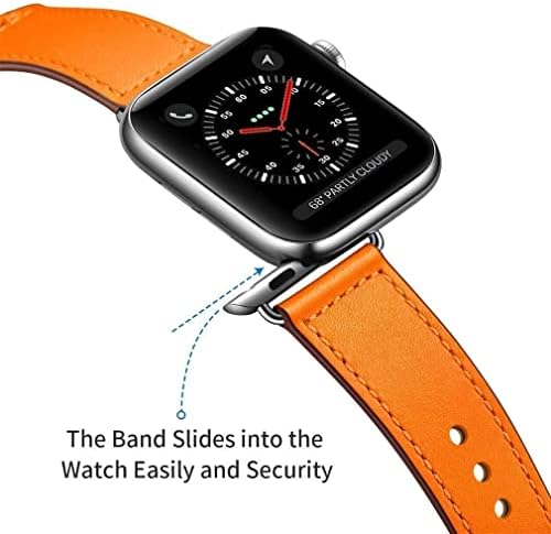 Kyisgos תואם ל- Apple Watch פס עור אמיתי 41 ממ 40 ממ 38 ממ חום וכתום
