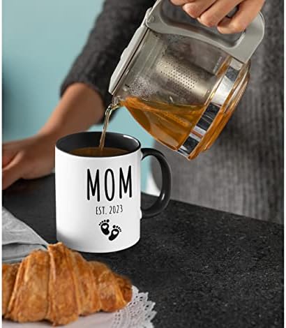 Homebee Mom Dad Est 2023 סט ספל קפה, מצפים והורים חדשים מתנה לזוג, הכרזת הריון מגדר חושף מתנה,