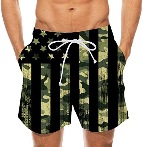 מכנסי חדר כושר לגברים יום העצמאות יום עצמאות דגל פסים מכנסיים קצרים מותניים אלסטיים חוף מכנסיים