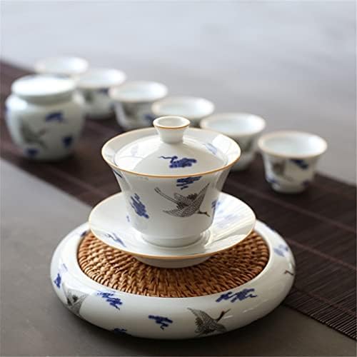 PDGJG 8 סט חרסינה כחול לבן חרסינה מנוף מנוף ערכות תה קונג פו סיני סט תה כוס תה חרסינה כוס תה גאיוואן שירות