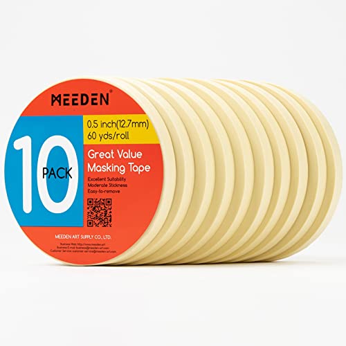 Meeden 10 חבילה קלטת אמנים 0.5 עם סך הכל קלטת אמנות 1804.5ft חומצה בז 'ללא חומצה, קל לקלף, אידיאלי לציור,