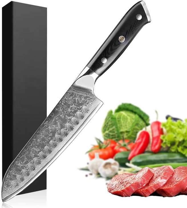 הכל לסכין הסנטוקו של פילגש - 7 פחמן גבוה נירוסטה סכין שף יפני - סכיני מטבח 67 שכבות + G10 סכין שף נירוסטה עם