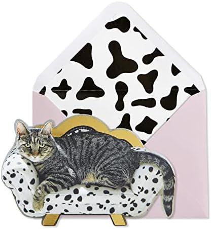 ניקאה.כרטיס יום האם ד, חתול על כיסא נוח, כולל סנטימנט ייחודי ומעטפת תיאום, 5 איקס 7