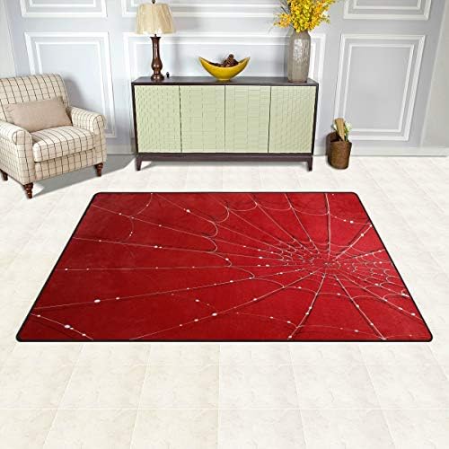 שטיח אזור אלזה, ליל כל הקדושים עכביש אינטרנט שטיח רצפה אדום של שולח הרצפה ללא החלקה למגורים בחדר