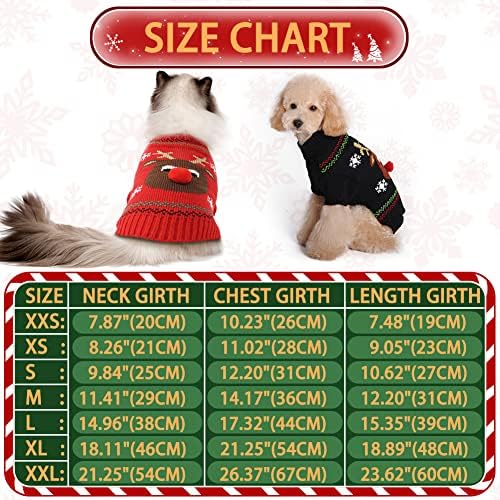 סוודר כלבים של אמוסט, בגדי חיות מחמד של חג המולד סרוגים עם פום פום כדור כלב חם סוודר איילים סוודר