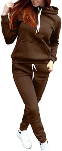 חליפות ספורט של נשים 2023 כושר רופף כושר טרנדי מגרש מזדמן עם כיסים מכנסי קפוצ'ון סווטשירט מכנסיים