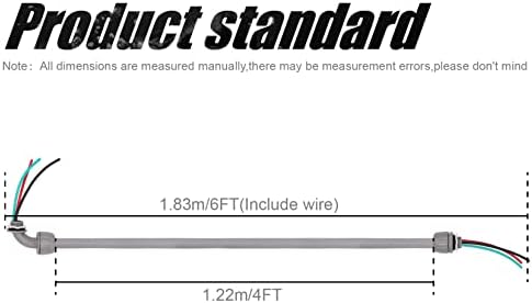 ערכת שוט AC חשמלית בגודל 1/2 אינץ ', נוזל לא מתכתי צינור חשמלי גמיש צמוד גמיש, 6ft של חוטי חיבור