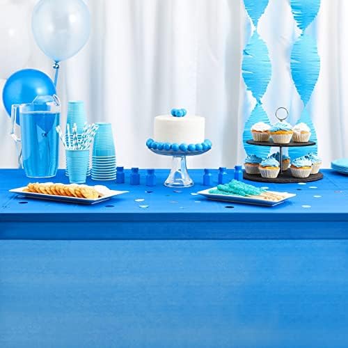 Juvale 6 Pack פלסטיק מפת שולחן כחול מלכותי למסיבות, קישוטים לשולחן מלבני, 54 x 108 אינץ ', כיסוי שולחן חד