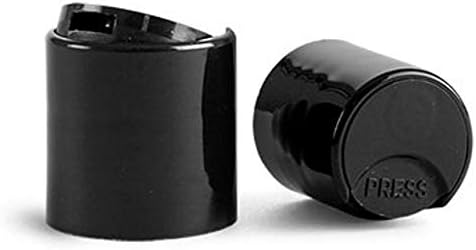 2 אונקיה בוסטון בקבוקים עגולים, פלסטיק לחיות מחמד ריק ללא מילוי BPA, עם כובעי דיסק שחורים חלקים