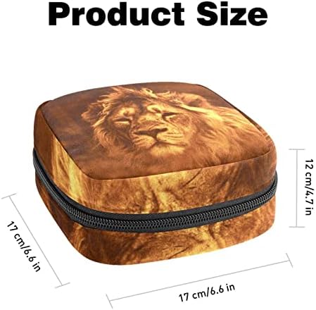 מפית סניטרית אחסון תיק, תקופת תיק, כרית סניטרית פאוץ, קטן איפור תיק, האריה דפוס בעלי החיים גדול חתול