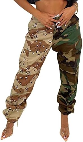 מכנסי מטען של נשים קאם הסוואה עייפות צבא עייפות מותן גבוה מכנסי טרנינג ג'וג'ר פלוס גודל