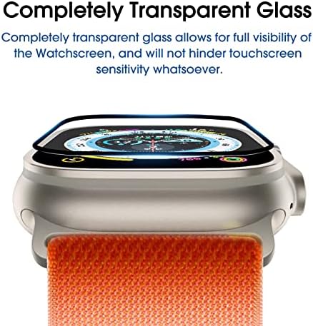 מגן מסך זכוכית אמפילם עבור Apple Watch Ultra 2022, זכוכית מחוסמת, ידידותית למארז, הקלה ביותר להתקנה, חופשית